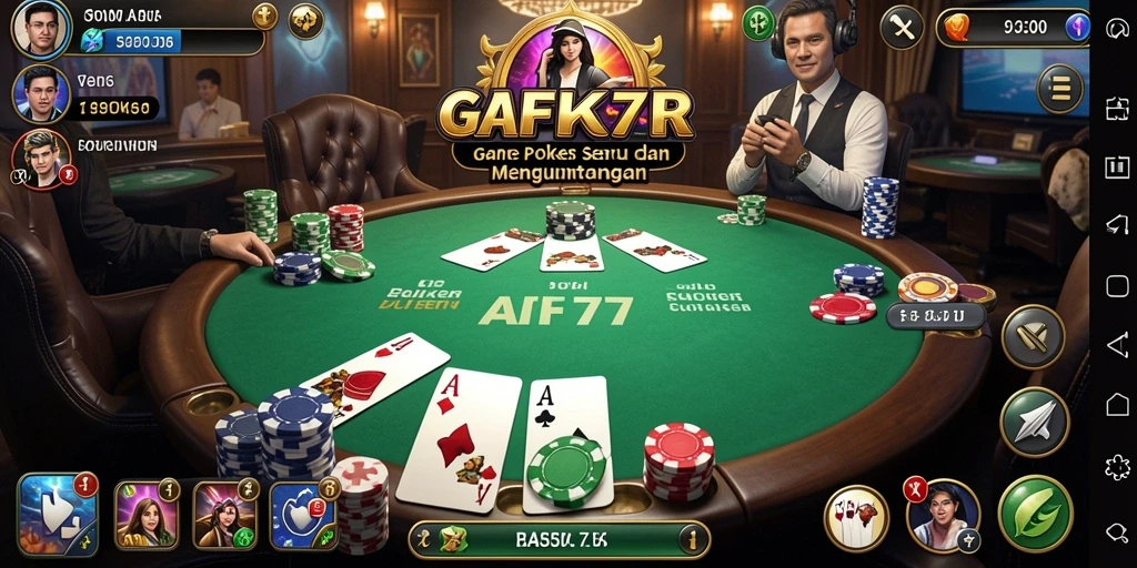 Screenshot AFK77 menampilkan gameplay Poker yang mendebarkan.