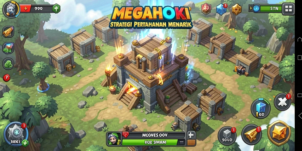 Tangkapan layar utama dari gameplay MEGAHOKI menunjukkan strategi pertahanan yang mendebarkan.