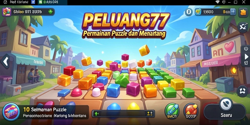 Tampilan dinamis dan menarik dari gameplay Puzzle PELUANG77.