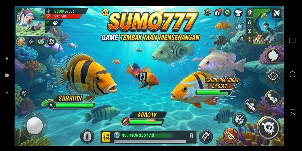 Tampilan permainan SUMO777 dengan aksi tembak ikan yang menarik.