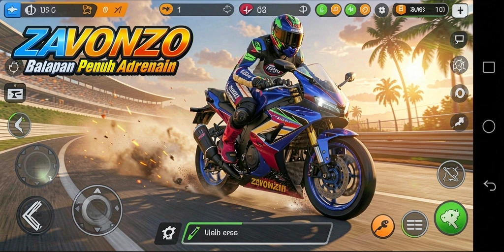 Gameplay menegangkan dari balapan motor ZAVONZO.